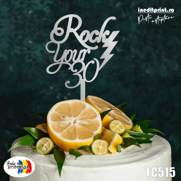 Topper tort Personalizat TC515 Lemn natur, 16x16cm