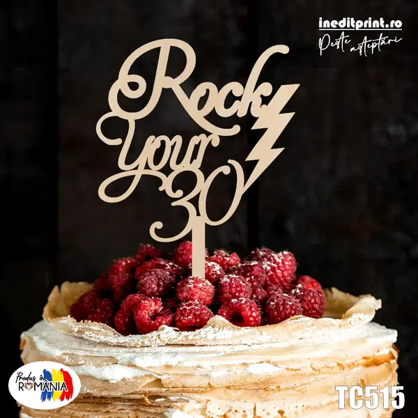 Topper tort Personalizat TC515 Lemn natur, 20x20cm
