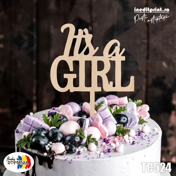 Topper tort Personalizat TC524 Lemn natur, 20x20cm