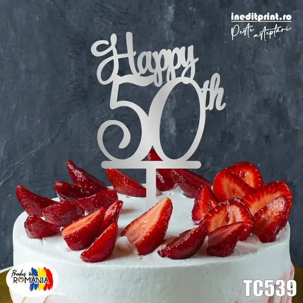Topper tort Personalizat TC539 Lemn natur, 16x16cm