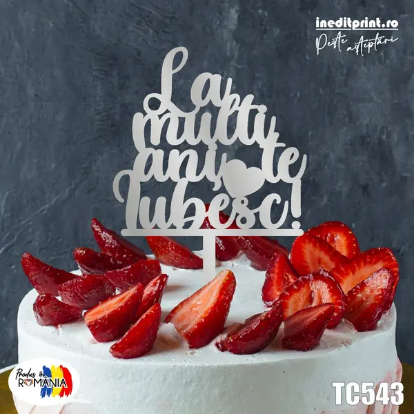 Topper tort Personalizat TC543 Lemn natur, 16x16cm