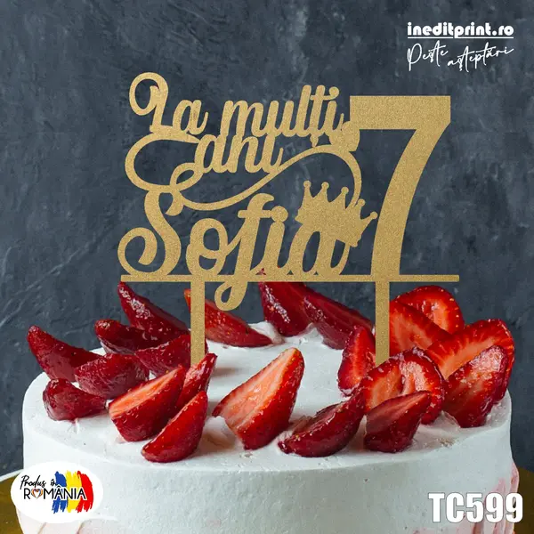 Topper tort Personalizat TC599 Lemn natur, 20x20cm