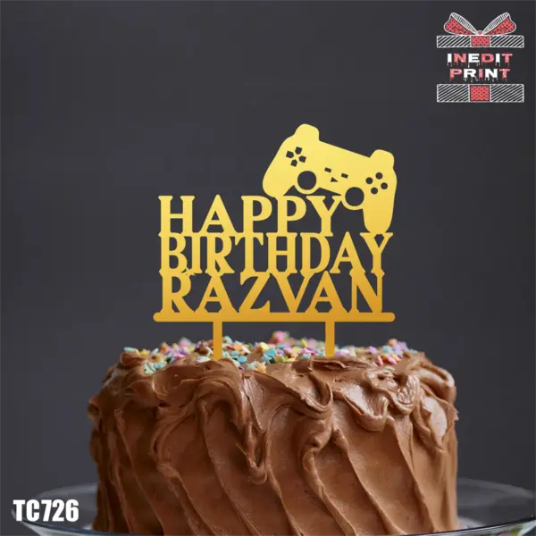 Topper Tort Personalizat TC726 Lemn natur, 16x16cm