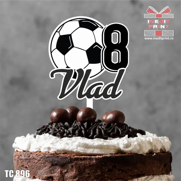 Topper Tort Personalizat UV Fotbal print TC896 10x10cm, MDF