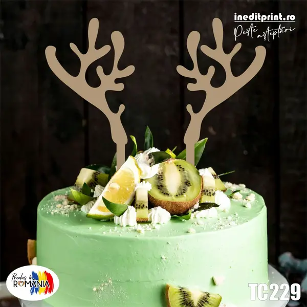 Topper tort Ren TC229 Lemn natur, 16x16cm