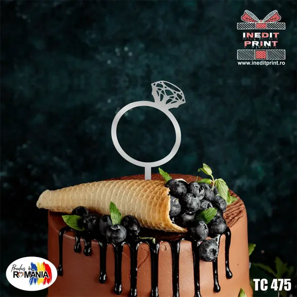 Topper tort Ring TC475 Lemn natur, 16x16cm