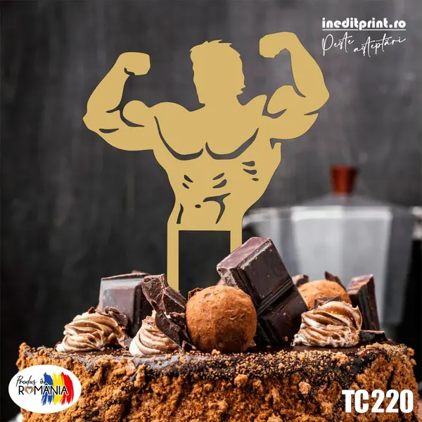 Topper tort Sportiv TC220 Lemn natur, 10x10cm