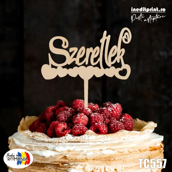 Topper tort Szeretlek TC557 Lemn natur, 10x10cm