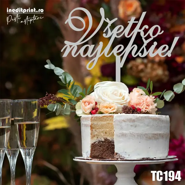 Topper Tort TC194 Lemn natur, 7x7cm
