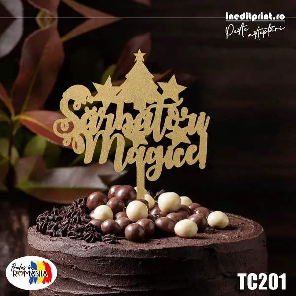 Topper Tort TC201(SET 10) Lemn natur, 10x10cm
