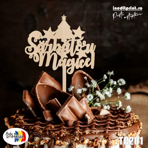 Topper Tort TC201(SET 10) Lemn natur, 7x7cm