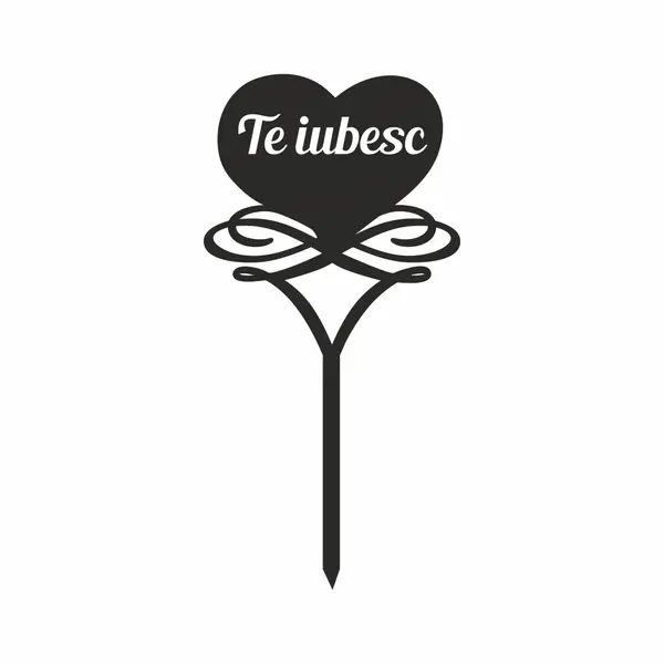 Topper tort Te iubesc TC249 Lemn natur, 20x20cm