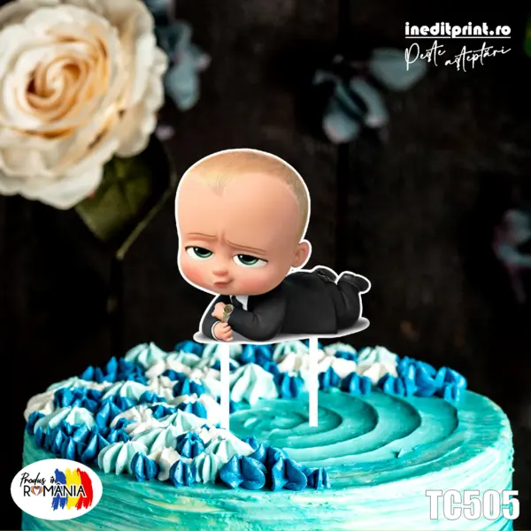 Topper Tort UV Baby Boss TC505 10x10cm, Plexiglass alb