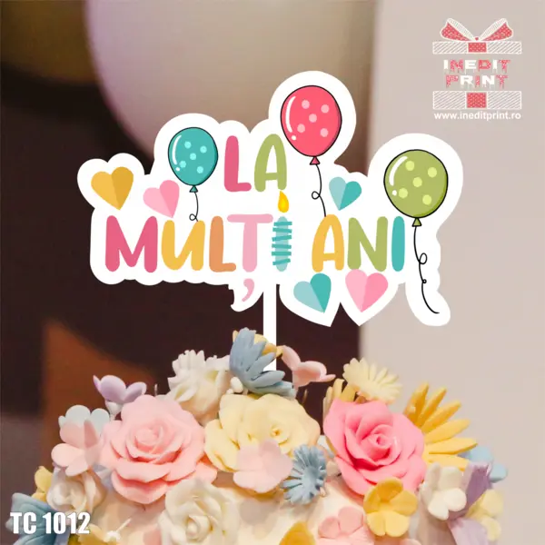 Topper Tort UV Balloons La multi ani TC1012 13x13cm, MDF