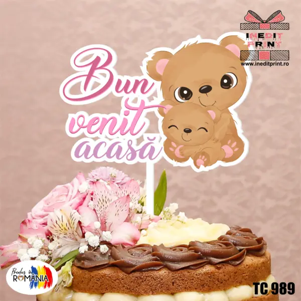 Topper Tort UV Bun venit acasa TC989 13x13cm, MDF