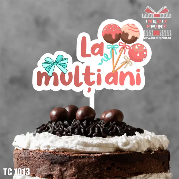 Topper Tort UV Candy La multi ani TC1013 13x13cm, Plexiglass alb