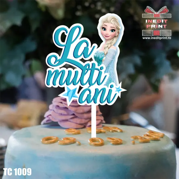 Topper Tort UV Elsa La multi ani TC1009 10x10cm, Plexiglass alb