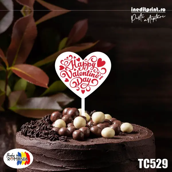Topper Tort UV Happy Valentines Day TC529 10x10cm, MDF