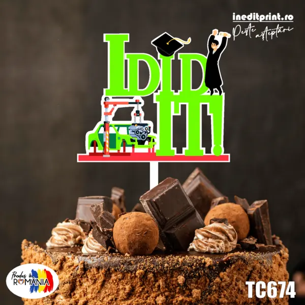 Topper Tort UV I did it TC674 16x16cm, Plexiglass alb