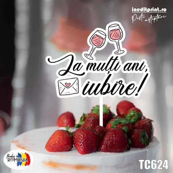 Topper Tort UV La multi ani, iubire TC624 10x10cm, MDF