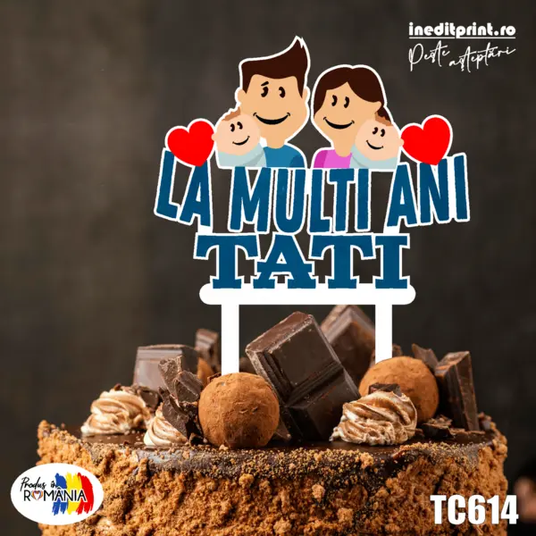 Topper Tort UV La multi ani Tati TC614 10x10cm, MDF