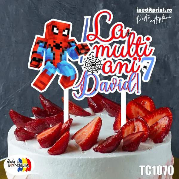 Topper Tort UV Minecraft Spider-Man TC1070 13x13cm, MDF