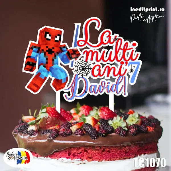 Topper Tort UV Minecraft Spider-Man TC1070 16x16cm, MDF