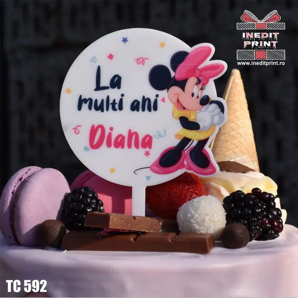Topper Tort UV Minnie La multi ani TC592 15x15cm, MDF