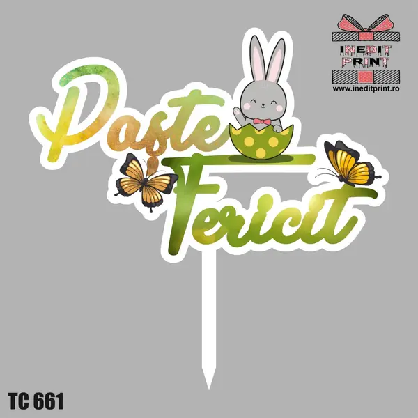 Topper Tort UV Paste Fericit TC661 16x16cm, Plexiglass alb