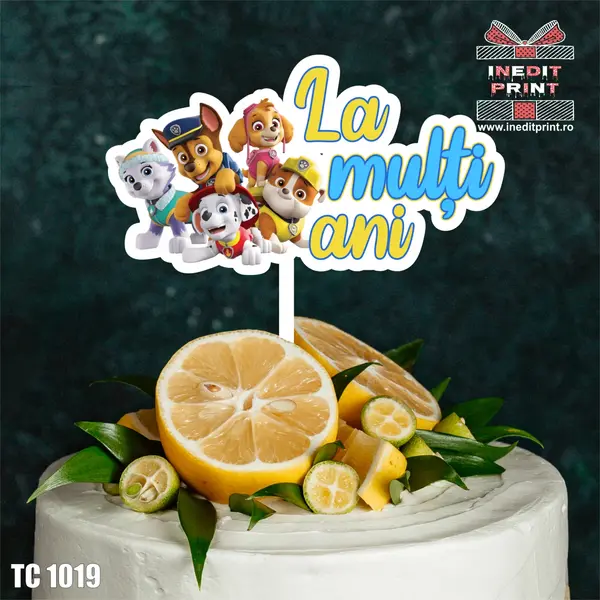 Topper Tort UV Patrula catelusilor La multi ani TC1019 16x16cm, MDF