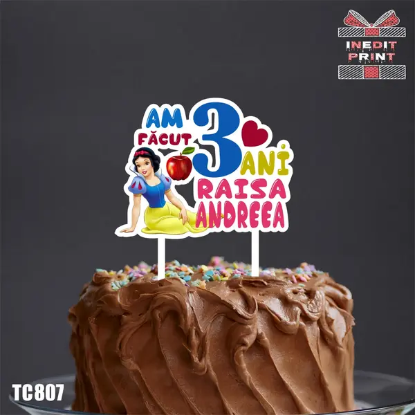 Topper tort UV Personalizat Alba ca zapada TC807 16x16cm, Plexiglass alb
