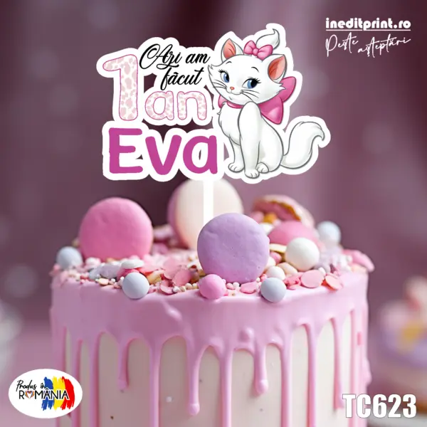 Topper Tort UV Personalizat Am facut 1 an TC623 10x10cm, MDF