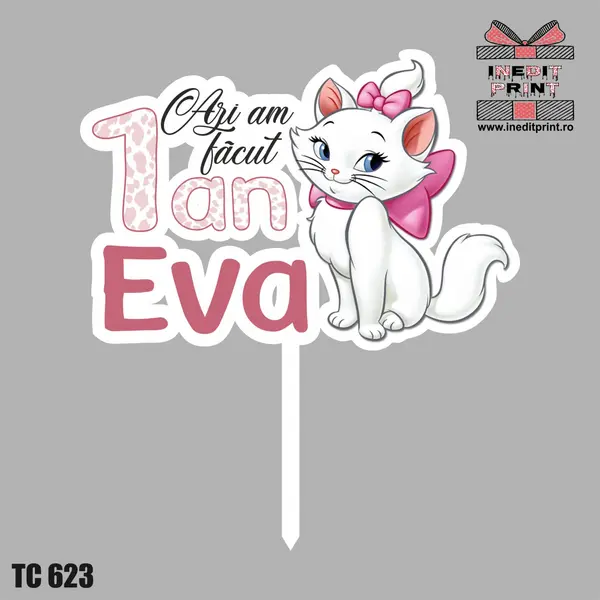 Topper Tort UV Personalizat Am facut 1 an TC623 15x15cm, Plexiglass alb