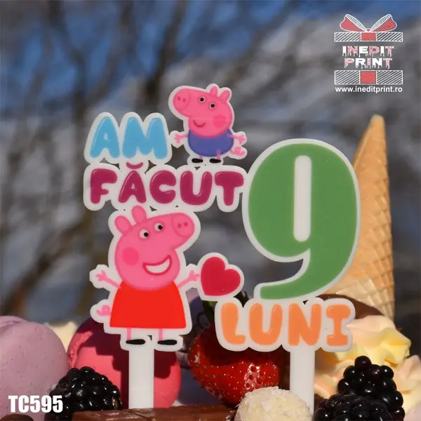 Topper Tort UV Personalizat Am facut 9 luni TC595 10x10cm, Plexiglass alb