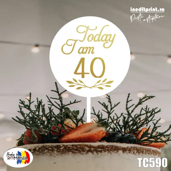 Topper Tort UV Personalizat B-DAY TC590 15x15cm, Plexiglass alb