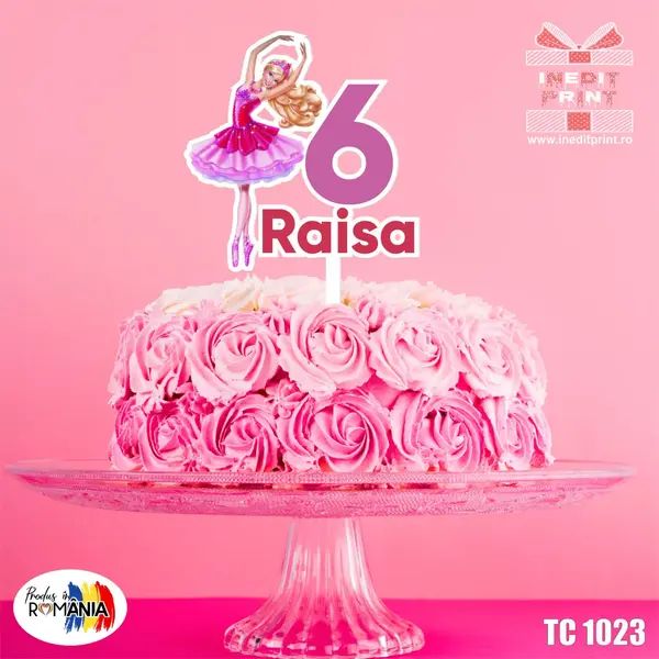 Topper Tort UV Personalizat Barbie TC1023 10x10cm, MDF