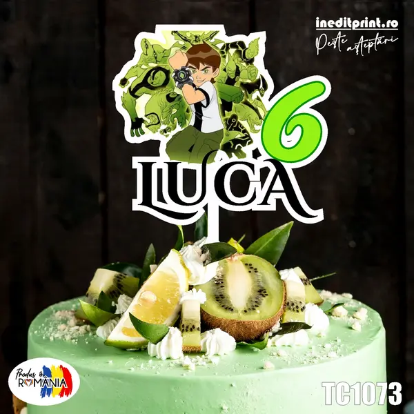 Topper Tort UV Personalizat BEN 10 TC1073 13x13cm, MDF