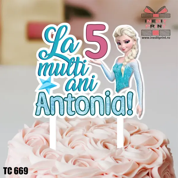 Topper Tort UV Personalizat Elsa TC669 10x10cm, MDF