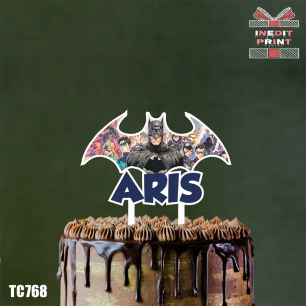 Topper Tort UV Personalizat Eroi DC Comics TC768 16x16cm, Plexiglass alb
