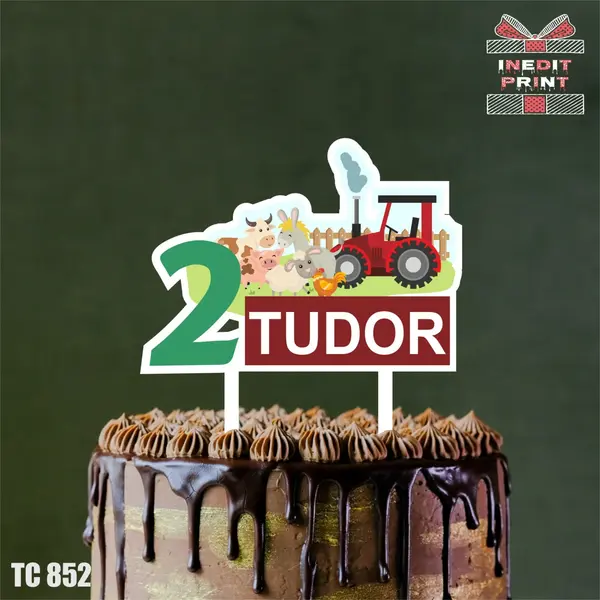 Topper tort UV Personalizat FermaTC852 13x13cm, MDF