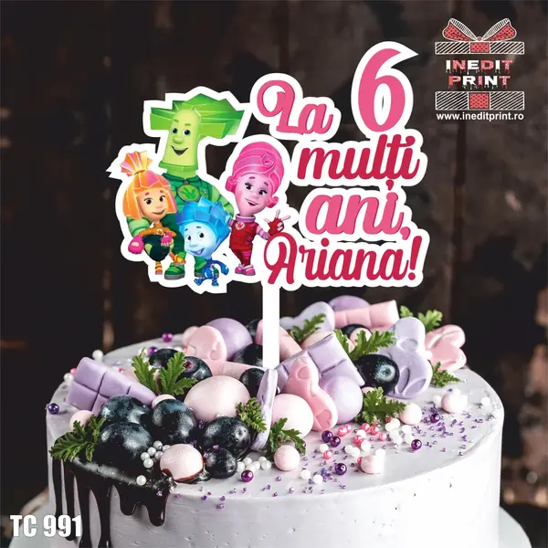 Topper Tort UV Personalizat Fixiki TC991 10x10cm, Plexiglass alb