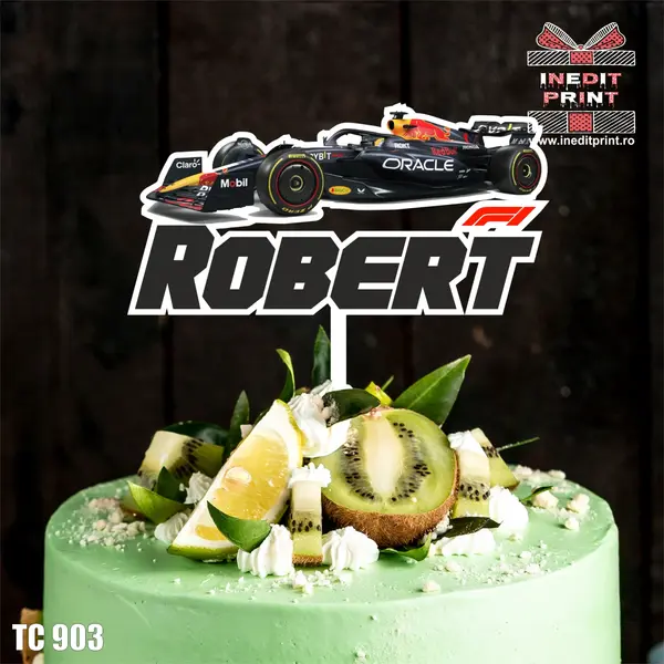 Topper Tort UV Personalizat Formula 1 TC903 10x10cm, Plexiglass alb