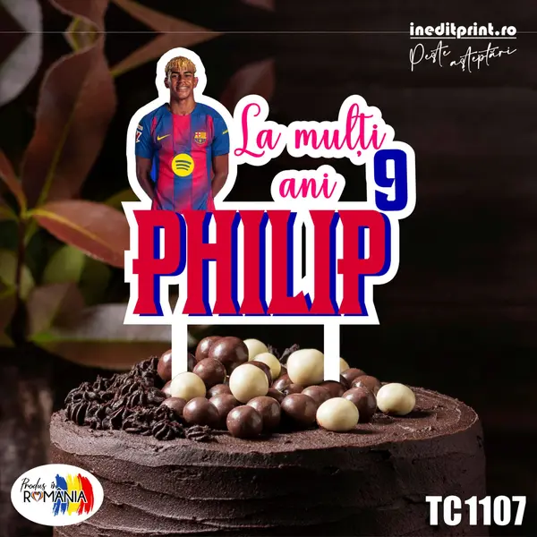Topper Tort UV Personalizat Lamine Yamal TC1107 16x16cm, Plexiglass alb