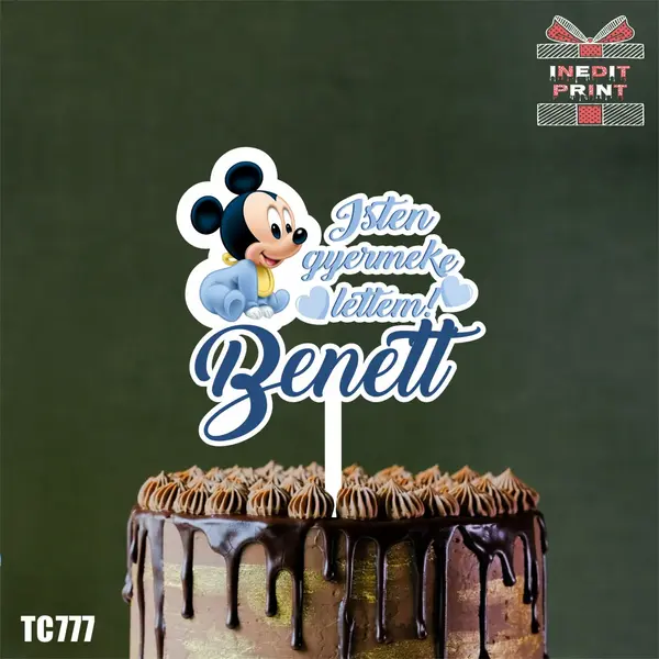 Topper Tort UV Personalizat Maghiara Mickey Mouse TC777 13x13cm, MDF