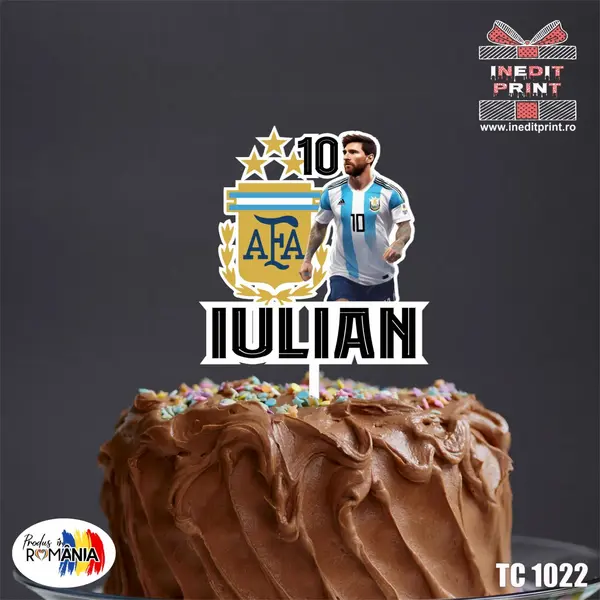 Topper Tort UV Personalizat Messi TC1022 10x10cm, MDF