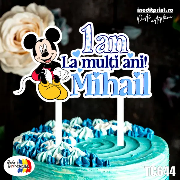 Topper Tort UV Personalizat Mickey Mouse TC644 10x10cm, MDF
