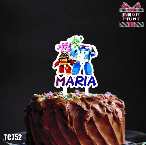 Topper Tort UV Personalizat Robo TC752 16x16cm, Plexiglass alb
