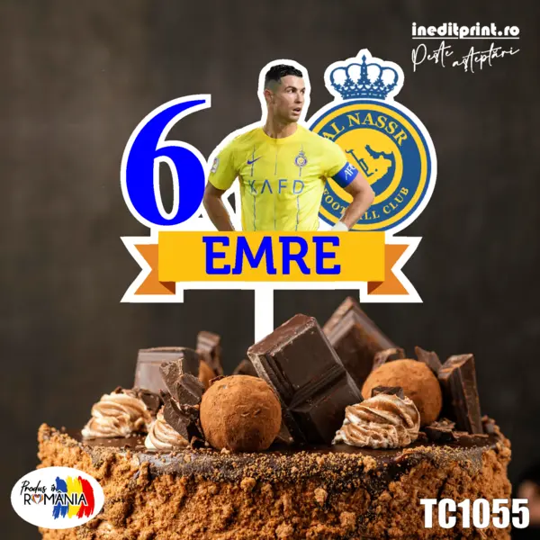 Topper Tort UV Personalizat Ronaldo TC1055 10x10cm, MDF
