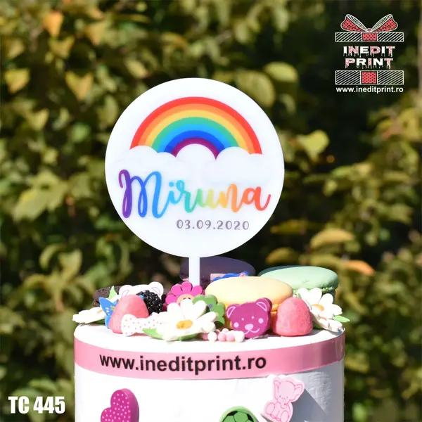 Topper Tort UV Personalizat TC445 15x15cm, Plexiglass alb