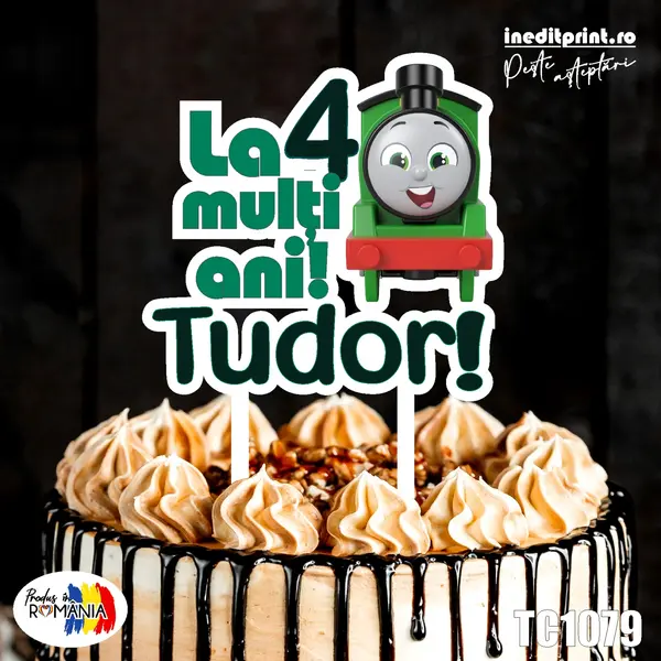 Topper Tort UV Personalizat Thomas TC1079 13x13cm, MDF